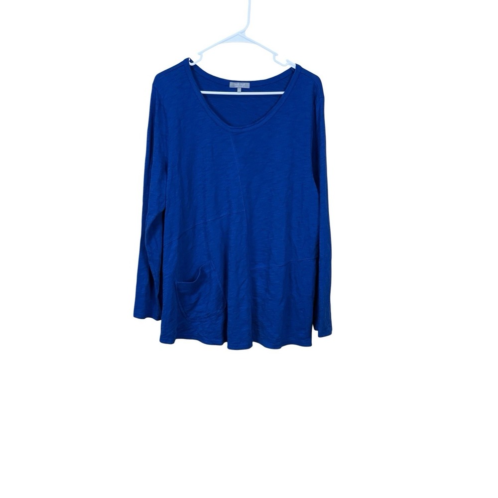 Habitat Clothes To Live In Womens Blue Cotton Top Size L Lagenlook 27503